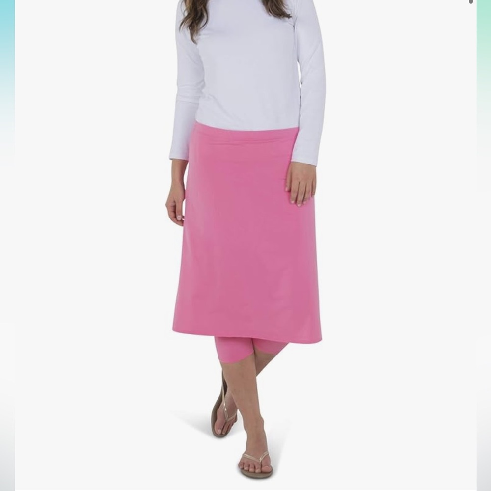 Women’s Pink Purple XL 1X Comfy Workout Athletic Modest Stretchy Leggings Skirt - Picture 9 of 10